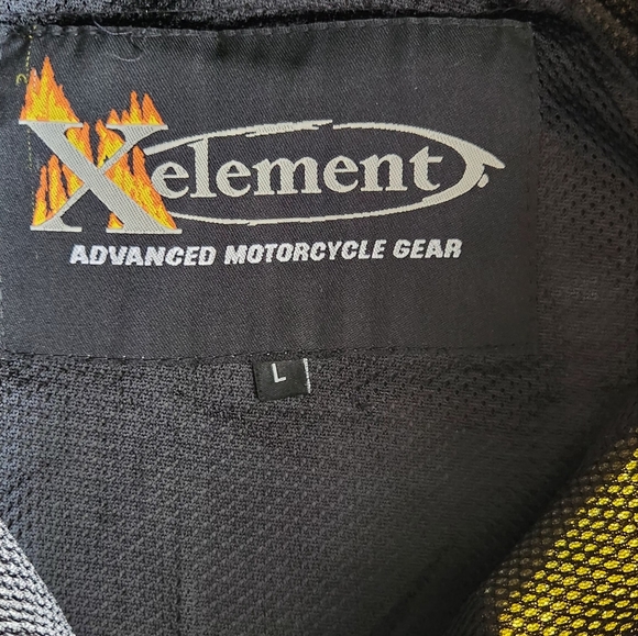 XElement Motorcycle Jacket Padded Mesh Moto Racing Mens LARGE Black Yellow - Picture 6 of 8